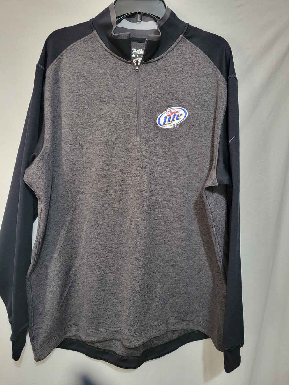 Nike Men's XXL Black and Gray Quarter-Zip Pullover with Miller Logo